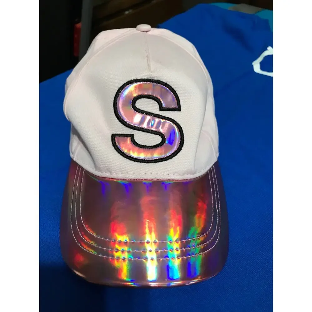 Girls Justice Hat Cap Pink Metallic Bill Monogram‎ 